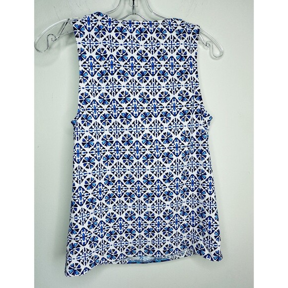LANDS’ END Tankini Swimsuit Tank Deep Sea Medallion Blue White Size Small (4) - Picture 4 of 5